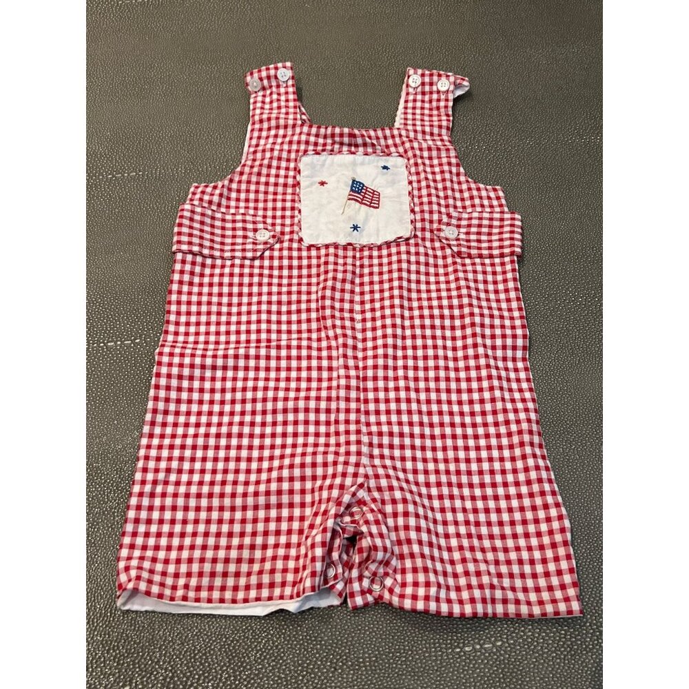 Maddie & Connor 4th Of July Embroidered Shorts Romper 18M